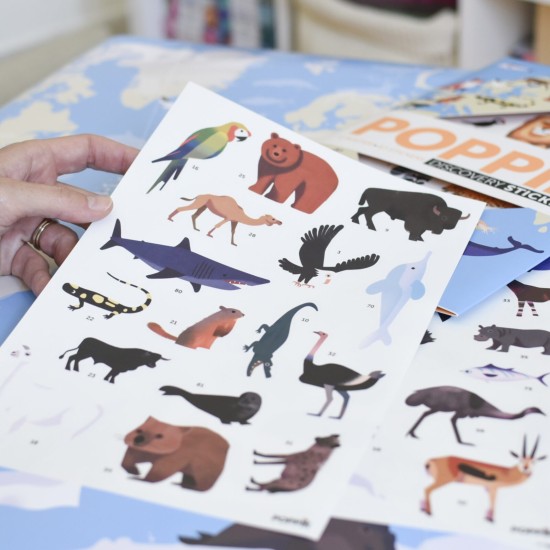 Poppik Εκπαιδευτική Αφίσα Discovery Poster με 76 Αυτοκόλλητα Τα Ζώα του Κόσμου