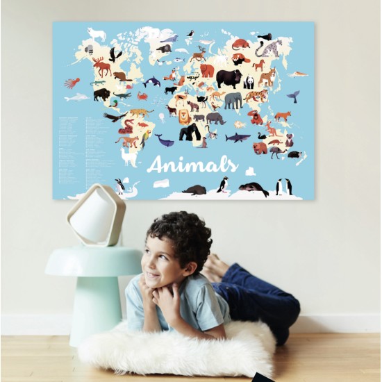 Poppik Εκπαιδευτική Αφίσα Discovery Poster με 76 Αυτοκόλλητα Τα Ζώα του Κόσμου