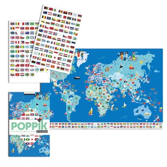 Poppik Εκπαιδευτική Αφίσα Discovery Poster με 200 Αυτοκόλλητα - Σημαίες του Κόσμου