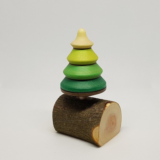 Σβούρα δεντράκι χειροποίητη από φυσικό ξύλο και οικολογικά χρώματα