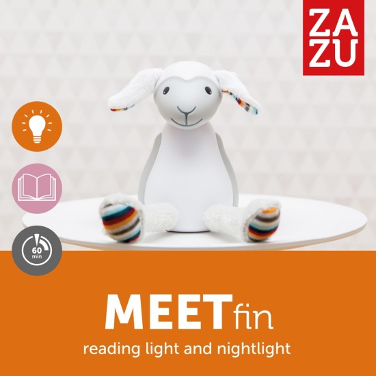 Zazu Fin Προβατάκι παιδικό φωτιστικό, φως νυκτός & ανάγνωσης LED με USB 