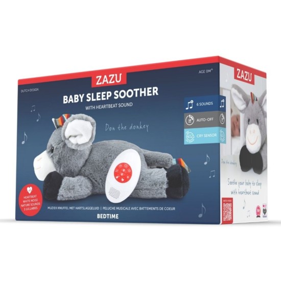 Zazu baby sleep Don Γαϊδουράκι βοήθημα ύπνου με εγγραφή φωνής, αναπαραγωγή Λευκών Ήχων και Φως