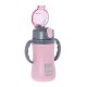 Ecolife παιδικό ανοξείδωτο μπουκάλι θερμός 300ml, με καλαμάκι, ροζ